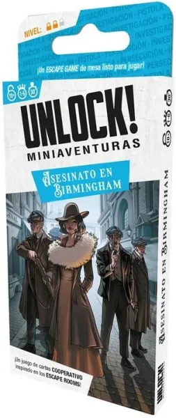 Juego de cartas unlock! miniaventuras asesinato en birmingham
