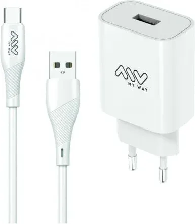 Cargador de Pared Myway MYWEPAK0002/ 1xUSB + Cable USB Tipo-C/ 15W