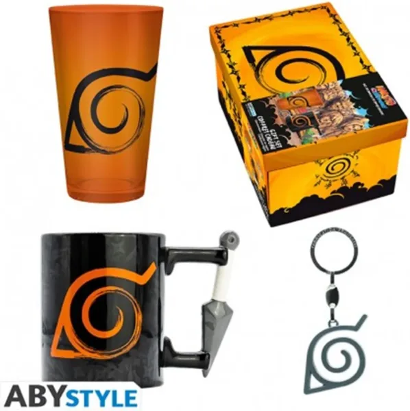 Pack premium abysse naruto shippuden 4 articulos vaso largo taza llavero & caja personalizada