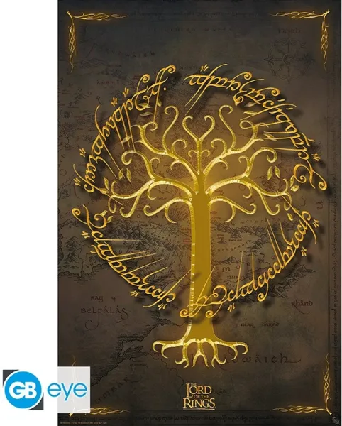 Maxi poster el señor de los anillos arbol blanco