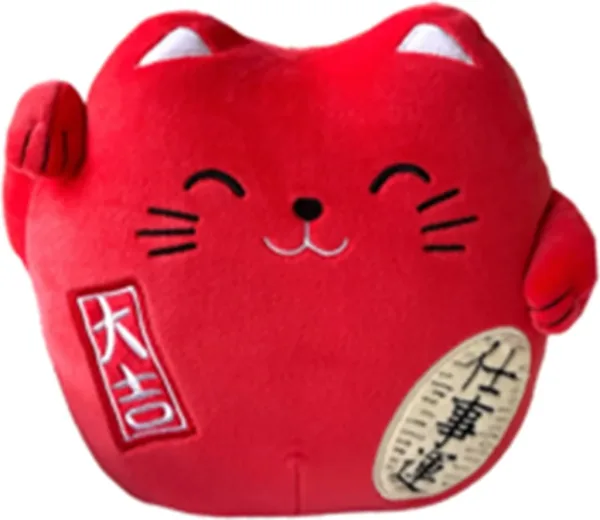 Peluche gato de la suerte lucky cat rojo 20 cm