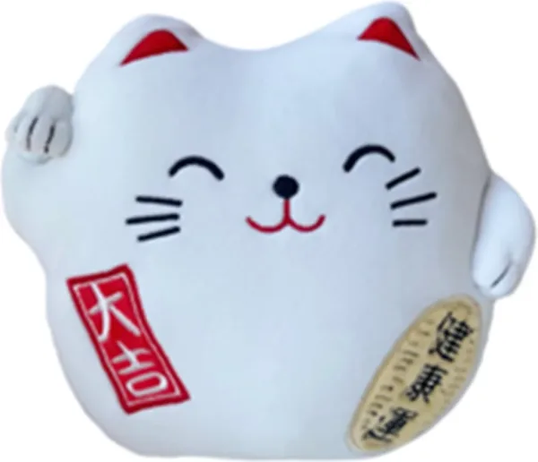 Peluche gato de la suerte lucky cat blanco 20 cm