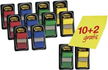 Pack 10+2 Marcadores Index 25,4X43,2Mm Colores Surtidos 680P10+2 Post-It 7000081628