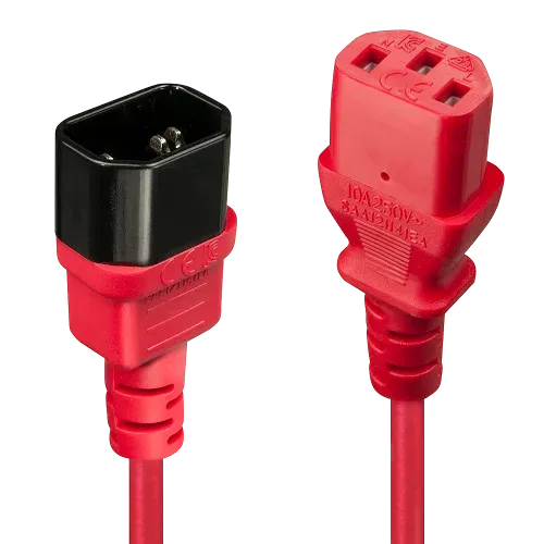 Lindy 30478 cable de transmisión Rojo 2 m C14 acoplador C13 acoplador