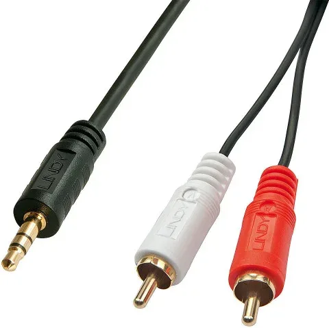 Lindy 35680 cable de audio 1 m 3,5mm 2 x RCA Negro