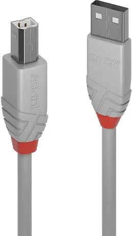 Lindy 36684 cable USB USB 2.0 3 m USB A USB B Gris