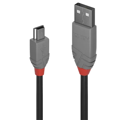Lindy 36723 cable USB USB 2.0 2 m USB A Mini-USB B Negro, Gris
