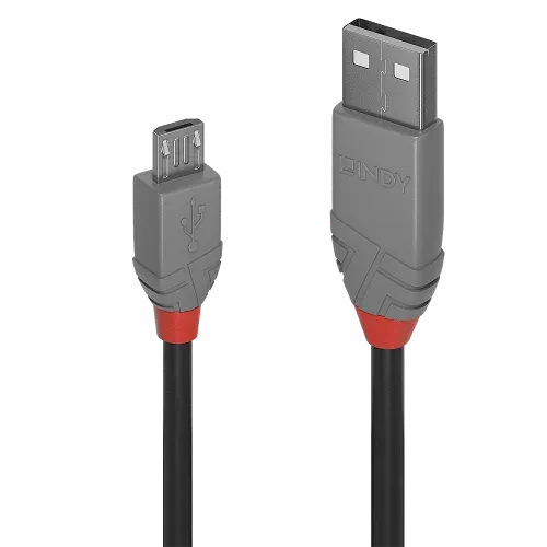 Lindy 36734 cable USB USB 2.0 3 m USB A Micro-USB B Negro, Gris