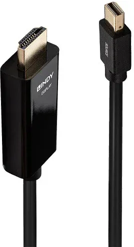 Lindy 36928 adaptador de cable de vídeo 3 m Mini DisplayPort HDMI tipo A (Estándar) Negro