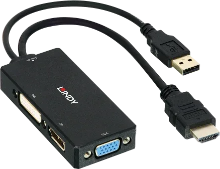Lindy 38182 adaptador de cable de vídeo 0,15 m Negro