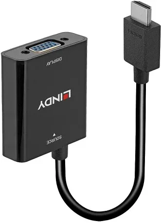 Lindy 38291 adaptador de cable de vídeo 0,1 m HDMI tipo A (Estándar) VGA (D-Sub) Negro
