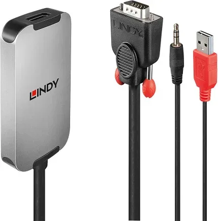Lindy 38296 adaptador de cable de vídeo Negro, Blanco