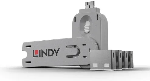 Lindy 40454 bloqueador de puerto Bloqueador de puerto + clave USB tipo A Blanco Acrilonitrilo butadieno estireno (ABS) 5 pieza(s)