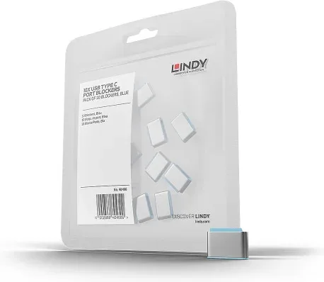 Lindy 40466 bloqueador de puerto USB Tipo C Azul Acrilonitrilo butadieno estireno (ABS) 10 pieza(s)