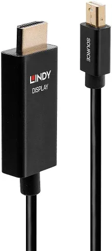 Lindy 40923 adaptador de cable de vídeo 3 m Mini DisplayPort HDMI tipo A (Estándar) Negro