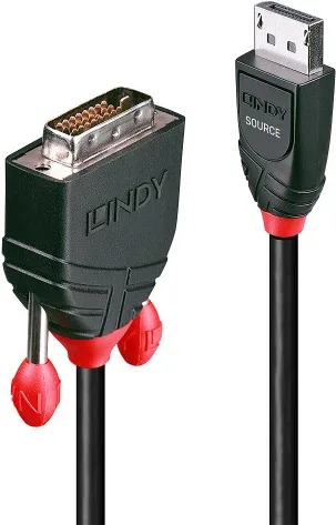 Lindy 41490 adaptador de cable de vídeo 1 m DVI-D DisplayPort Negro