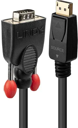 Lindy 41941 adaptador de cable de vídeo 1 m DisplayPort VGA (D-Sub) Negro