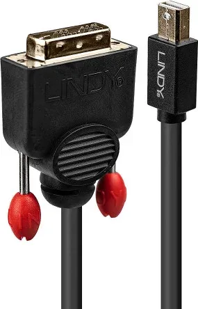 Lindy 41952 adaptador de cable de vídeo 2 m Mini DisplayPort DVI-D Negro