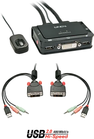 Lindy 42341 interruptor KVM Negro