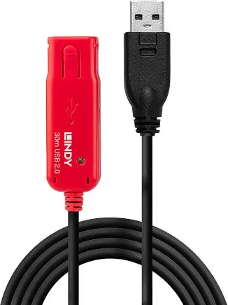 Lindy 42923 cable USB USB 2.0 30 m USB A Negro, Rojo