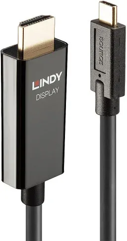 Lindy 43315 adaptador de cable de vídeo 5 m USB Tipo C HDMI tipo A (Estándar) Negro