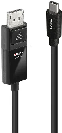 Lindy 43341 adaptador de cable de vídeo 1 m USB Tipo C DisplayPort Negro