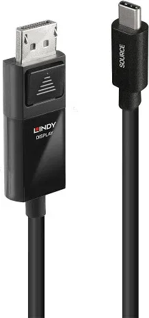 Lindy 43342 adaptador de cable de vídeo 2 m USB Tipo C DisplayPort Negro