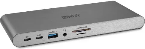 Lindy 43349 base para portátil y replicador de puertos Alámbrico USB 3.2 Gen 1 (3.1 Gen 1) Type-C Plata