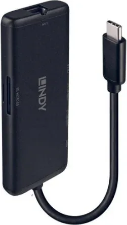 Lindy 43358 base para portátil y replicador de puertos Alámbrico USB 3.2 Gen 1 (3.1 Gen 1) Type-C Negro