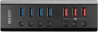 Lindy 43371 hub de interfaz USB 3.2 Gen 1 (3.1 Gen 1) Type-B 5000 Mbit/s Negro