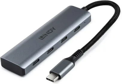 Lindy 43414 hub de interfaz USB 3.2 Gen 2 (3.1 Gen 2) Type-C 10000 Mbit/s Gris