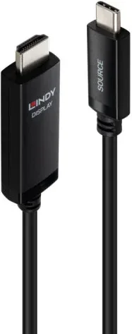 Lindy 43436 adaptador de cable de vídeo 5 m USB Tipo C HDMI Negro
