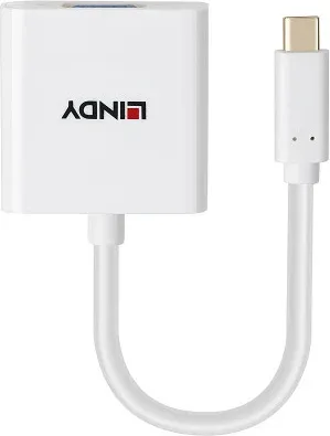 Lindy 43437 adaptador de cable de vídeo 0,1 m USB Tipo C VGA (D-Sub) Blanco