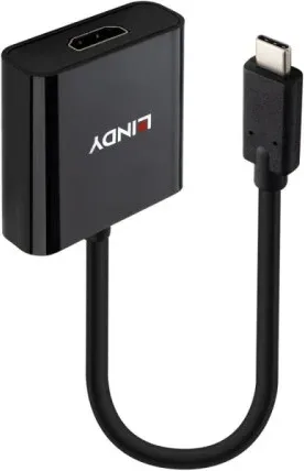 Lindy 43438 adaptador de cable de vídeo 0,15 m USB Tipo C HDMI Negro