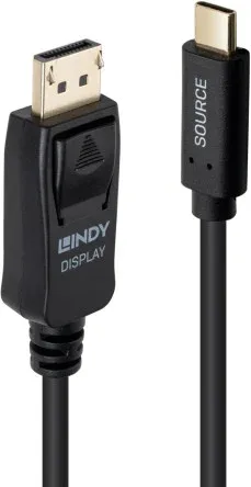 Lindy 43502 adaptador de cable de vídeo 3 m USB Tipo C DisplayPort Negro