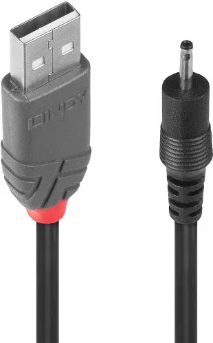 Lindy 70265 cable de transmisión Negro 1,5 m USB A EIAJ-01 (2.5 mm, 0.7 mm)