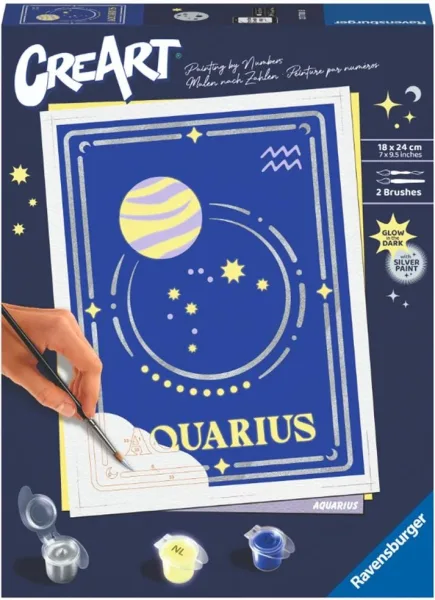 Kit para pintar con números ravensburger creart serie trend d zodiac: acuario