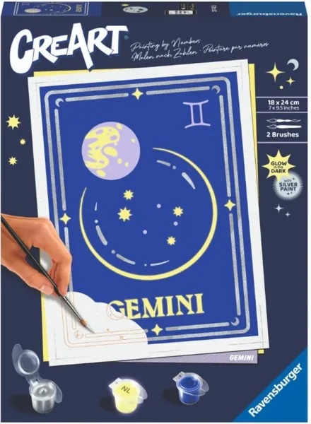 Kit para pintar con números ravensburger creart serie trend d zodiac: geminis