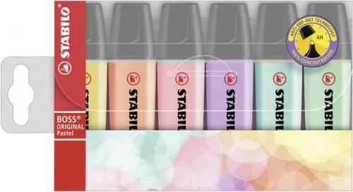 Estuche 6 Marcadores Fluorescente Boss Pastel Trazo 2/5Mm. Surtido Stabilo 70/6-2