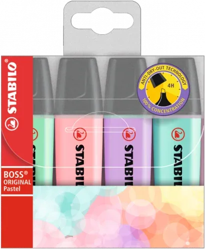 Estuche Wallet 4 Boss Colores Pastel Surtidos Stabilo 70/4-3