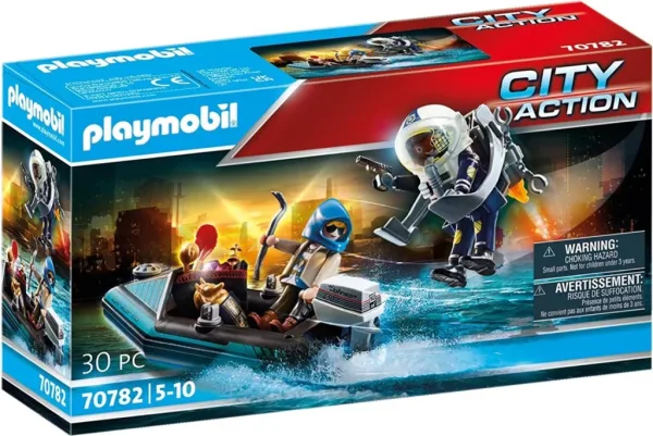 Playmobil policia mochila propulsora: detencion del ladron del arte