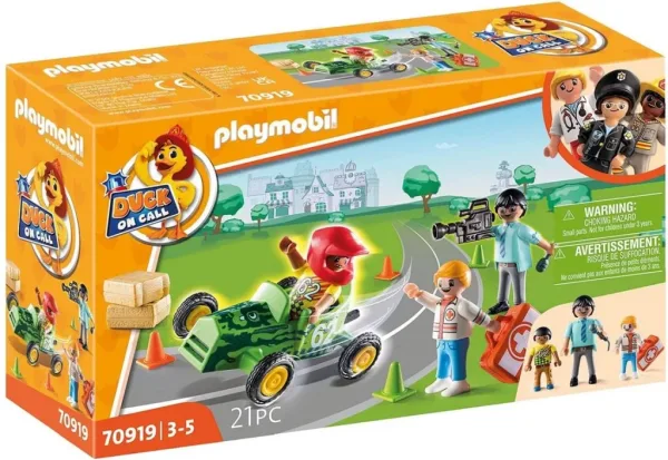 Playmobil  duck on call accion ambulancia ayuda al piloto de carreras