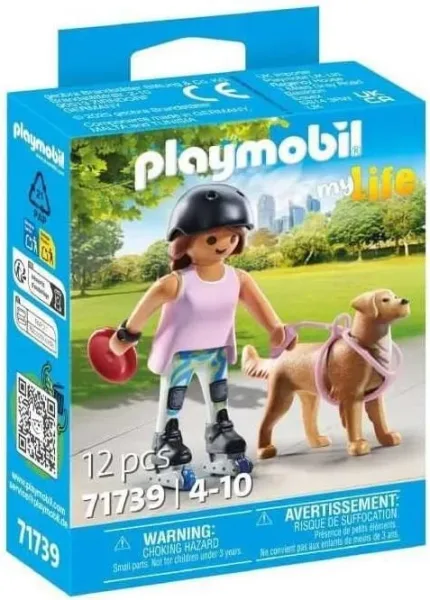 Playmobil patinadora con retriever