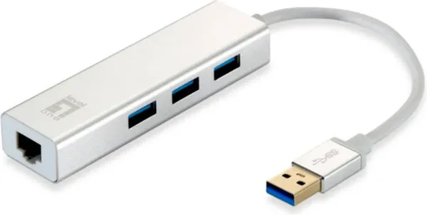 Adaptador USB 3.0 level one a gigabit ethernet rj45 + hub 3.0 3 puertos