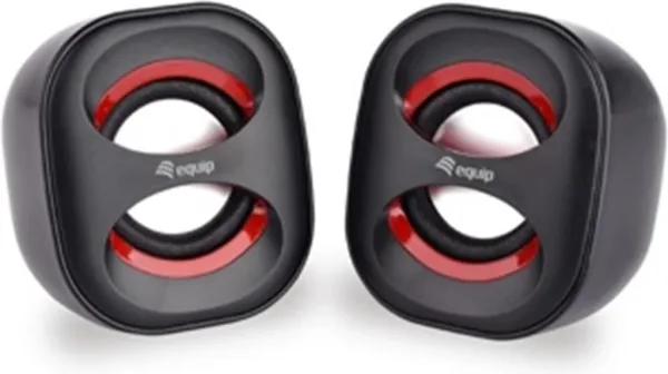 Altavoces 2.0 equip life mini 6w rms color negro y rojo jack 3.5 pulgadas alimetancion USB
