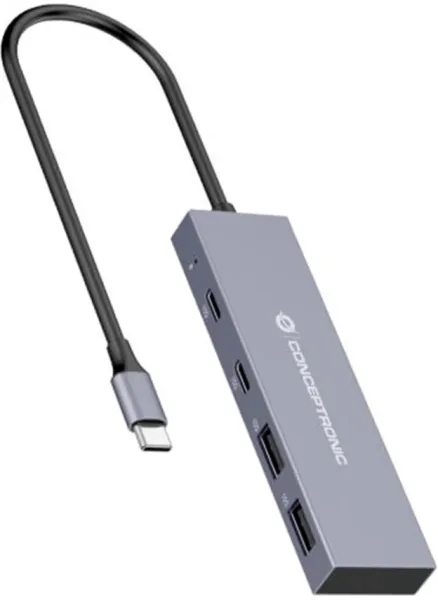 Hub usb tipo c conceptronic hubbies13g 2 x usb tipo c - 2 x usb tipo a - aluminio