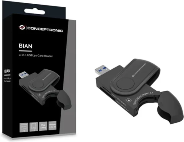Lector de tarjetas externo USB 3.0 4 en 1 conceptronic bian04b SD - sdhc - sdxc micro SD -  t flash