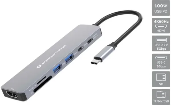 Docking station conceptronic donn28g USB tipo c 7 en 1