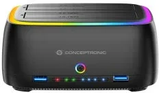 Docking conceptronic donn36b USB - c RGB doble bahia SATA HDD SSD 2.5 pulgadas 3.5 pulgadas clonado offline 2xusb - a SD