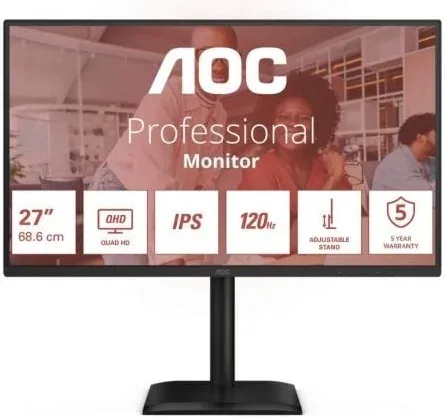 Monitor Profesional AOC Q27E4U 27"/ QHD/ Multimedia/ Regulable en altura/ Negro